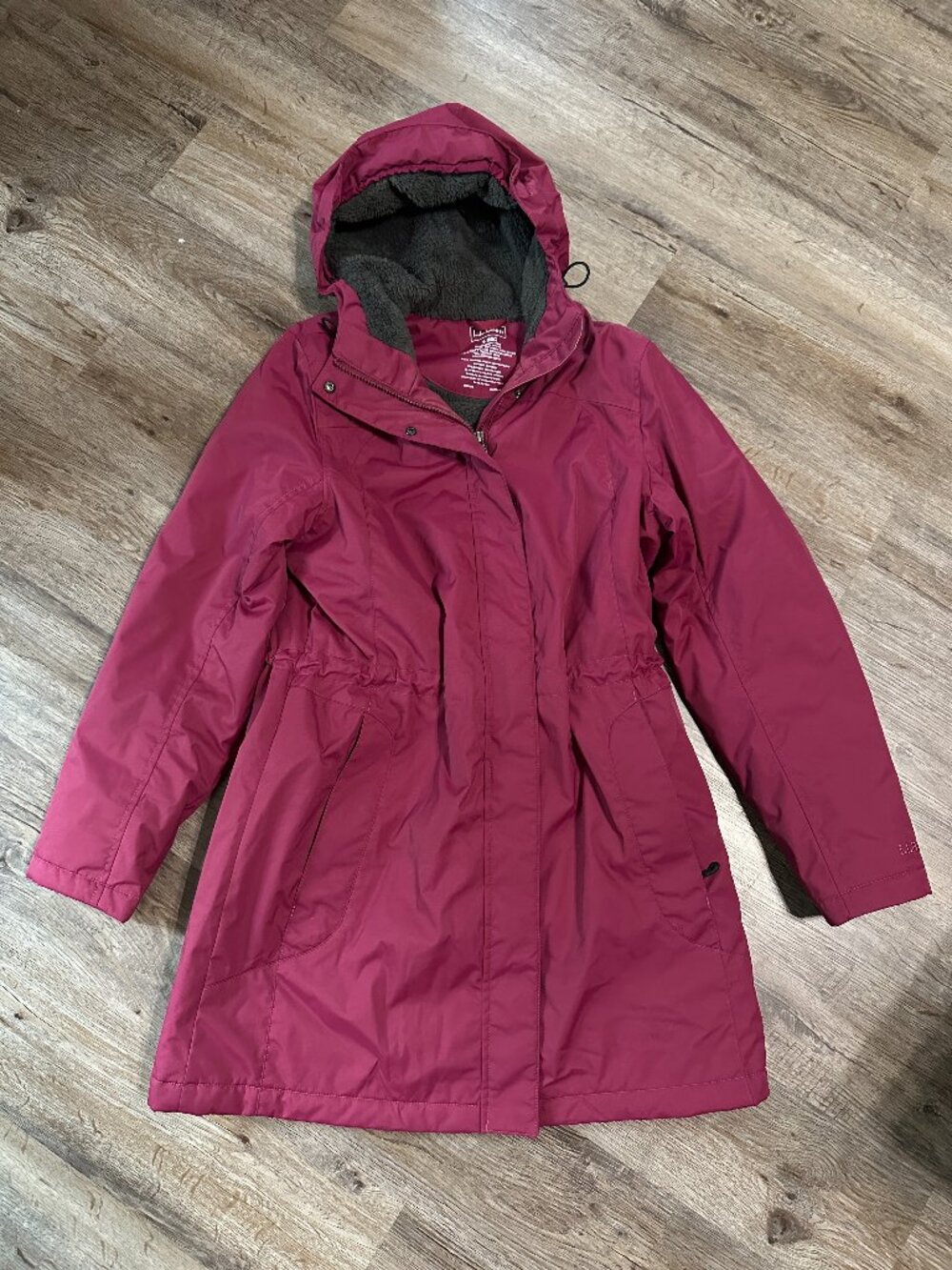 L.L. Bean Womens Small Winter Warmer Coat Pink Berry Hood Fleece Jacket LL